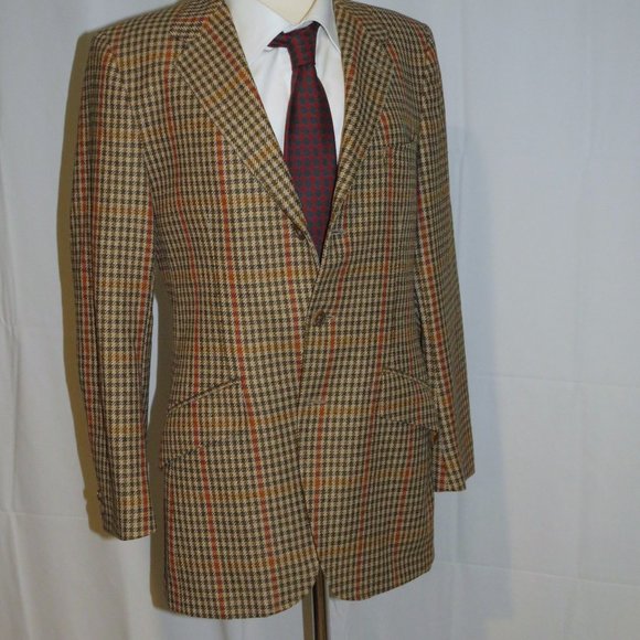 Swaine Adeney Brigg Bladen Wool Brown Check Three Button Sport Coat 38R - Picture 6 of 11